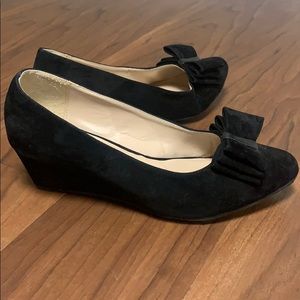 Avenue Black Suede Dress Shoes with Bow